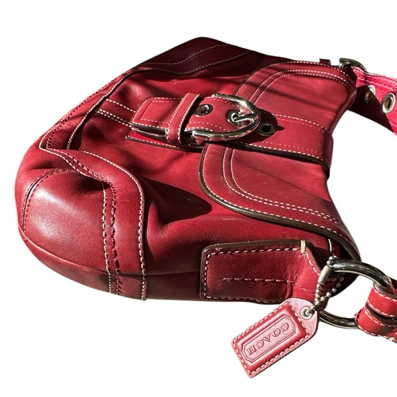 Vintage Y2K Coach Leather SOHO Hobo Red Purse H0778 - Picture 3 of 8